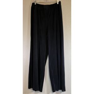 NWT INTEMPO Plus 1X Ribbed Black Accordion Pleat Wide Leg Pants